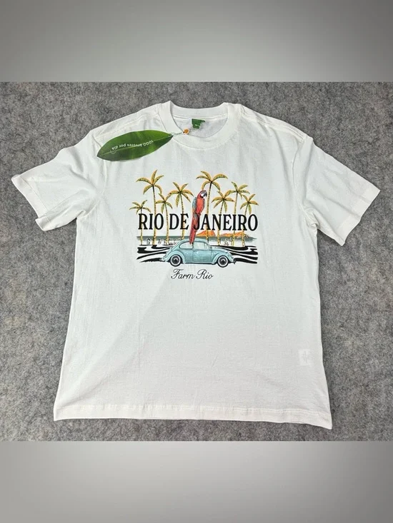 Farm Rio | Rio De Janeiro | T-Shirt in White | Women’s Size Medium | NWT - Picture 2 of 11